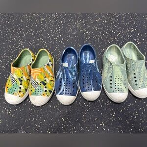 Native Kids Water Shoes in Blue, Green, and Yellow